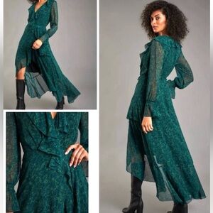 Haute Hippie Elegant Green Floral Maxi Dress